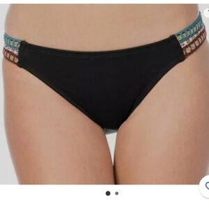 La Blanca Black Metallic Running Stitch Bikini Bottom Size 12 New with Tags